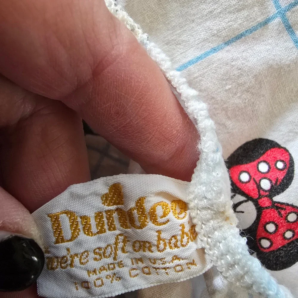 Dundee Disney Babies Crib Fitted Sheet Vintage Cotton Mickey Minnie USA White